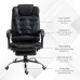 Ergonomic Office Chair, PU Leather Office Chair with Footrest, Reclining Function, Lumbar Support for Home, Office (Black) - USBGY-1HEI